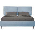 Bild von ITYHOME – Gepolstertes Bett mit Lattenrost 160×190 mit Mikrofaserbezug Himmelblau Sleeper