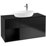 Bild von Villeroy und Boch Finion Waschtischunterschrank F942PDPD 120cm, Abdeckplatte black matt, Regale Black matt lacquer, Black matt lacquer