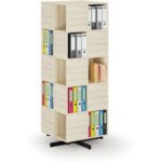 Bild von B2B Partner Drehbares Regal, 680×680×1932 mm, 4x 5 Fächer, Eiche natur