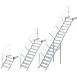 Bild von Euroline 511 Podesttreppe 45° 1000mm Stufenbreite 15 Stufen Stahl Gitterrost