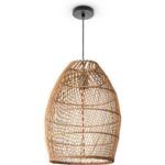 Bild von Pendelleuchte Wohnzimmer Boho Korbleuchten Pendellampe Rattan Hängeleuchte Natur (Ø30cm), Pendelleuchte – Typ 2 – Paco Home