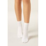 Bild von Calzedonia Kurze Socken Mit Gemustertem Rand Weiß 36-38