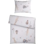 Bild von Avelia Babybettwäsche Safari , Grau, Beige , Textil , Tier , 100×135 cm , Textiles Vertrauen – Oeko-Tex® , atmungsaktiv, saugfähig , Schlafen, Babybett-Ausstattung, Babybettwäsche