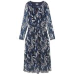 Bild von TOM TAILOR Damen Mesh-Midikleid mit Muster, blau, Gemustert, Gr. 36
