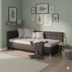 Bild von Polsterliege Nuca Kunstleder mit Bettkasten Seitenteil links 76x214x135cm Dunkelgrau Relaxfunktion klassischer Stil