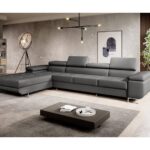 Bild von Designer Sofa Calvera Maxi mit Schlaf- und Klappfunktion in Kunstleder – Kunstleder – Schwarz – Links – Luxusbetten24