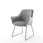 Bild von Esszimmerstuhl Keila-Flex mit Armlehnen Samt Grau Kufengestell Schwarz, Esszimmerstühle