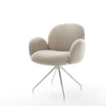 Bild von Esszimmerstuhl Nube-Flex mit Armlehnen Webstoff Soft Beige Kreuzgestell konisch Edelstahl Taschenfederkern, Esszimmerstühle