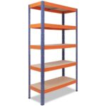 Bild von shelfplaza PRO 230x100x50 cm Schwerlastregal in blau-orange mit 5 Böden und 200 kg Traglast pro Boden