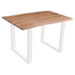 Bild von Esstisch Baumkante massiv Akazie eichefarben 140 x 80 cm weiß DEREK