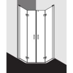 Bild von Kermi Diga 5-Eckdusche mit Pendel-Falttür DIF5010018VAK 100x100x185cm, 500mm, silber hochglanz, ESG klar