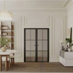 Bild von Tür-Set – zwei Flügel – wendbar – Aluminium & getöntes Sicherheitsglas – 2 x 204 x 73 cm – Schwarz – SEROTO