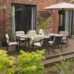 Bild von Schöner Wohnen Mivo Gartenmöbel-Set L (6 Plätze) Tisch 240x100cm Schwarz Natur Hellgrau