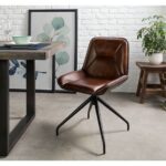 Bild von Stuhl Echtleder 49x56x83 braun IRON LABEL #108