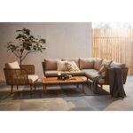 Bild von Ambia Garden Loungegarnitur, Grau, Beige, Holz, Metall, Kunststoff, Akazie, vollmassiv, konisch, 220×220 cm, Loungemöbel, Gartenlounge-Sets