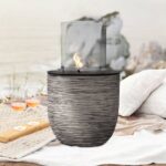 Bild von muenkel design Vigo [Ethanol Feuerstelle für den Innen- und Außenbereich]: Riffelung schwarz-grau – ohne Schutzhülle