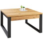 Bild von Novel Couchtisch, Schwarz, Eiche, Eiche, massiv, 1 Schublade(n) Schubladen, quadratisch, Kufe, 75x42x75 cm, Stauraum, Wohnzimmer, Wohnzimmertische, Couchtische, Couchtische mit Stauraum