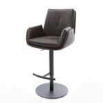 Bild von Barstuhl Clea-Flex Mikrofaser Anthrazit Vintage Drehfuß höhenverstellbar Metall Schwarz, Barstühle