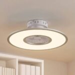 Bild von Lindby LED-Deckenventilator Romea, rund, DC, leise, 60 cm Romea Lindby, dimmbar, alu / grau / zink, für Wohn- / Esszimmer, Kunststoff, Modern