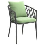 Bild von LC Garden Sunrepo Stapelsessel Aluminium mit Sitz- und Rückenkissen Dunkelgrau Grün